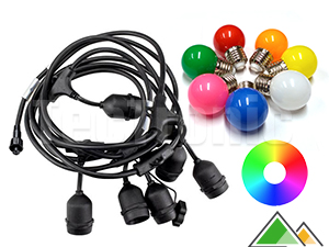 Uitbreidingsnoer voor LED ketting van 4m met 7 x G45 slimme multicolor LEDs.