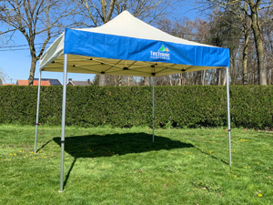 Vouwtent 3x3 met gepersonaliseerde banner (1 zijde) met logo TecTronic Feesttenten
