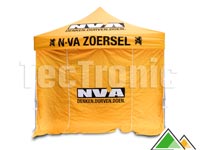 Een bedrukte 3x6 pro vouwtent in opdracht van NVA Zoersel, conform met de huisstijl.