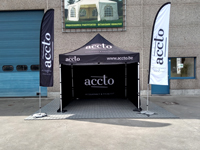 Dubbelzijdig bedrukte classic beachflags (maat medium) voor Accto