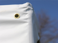 Hoek partytent in HQ wit PVC