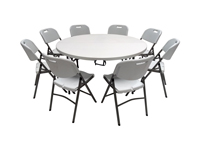 Vouwbare ronde tafel 150 cm met 8 stoelen