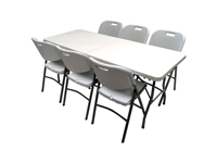 Vouwbare tafel 180 cm met 6 stoelen