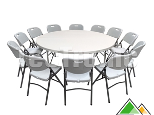 Vouwbare ronde tafel 180 cm met 12 stoelen