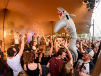 Stretchtent met houten palen kopen