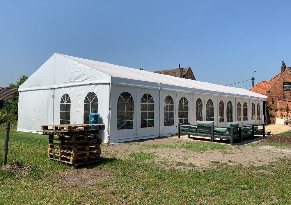Witte kadertent 6 meter breed