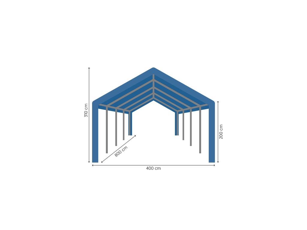 Partytent 4 x 8 m afmetingen