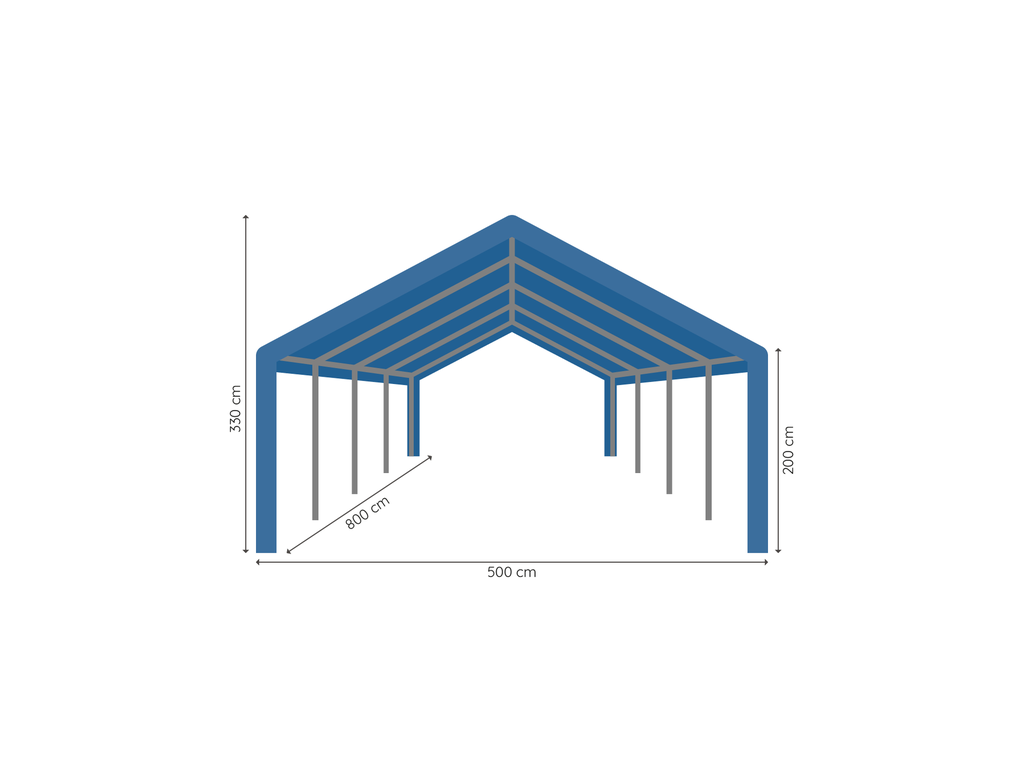 Partytent 5 x 8 m afmetingen