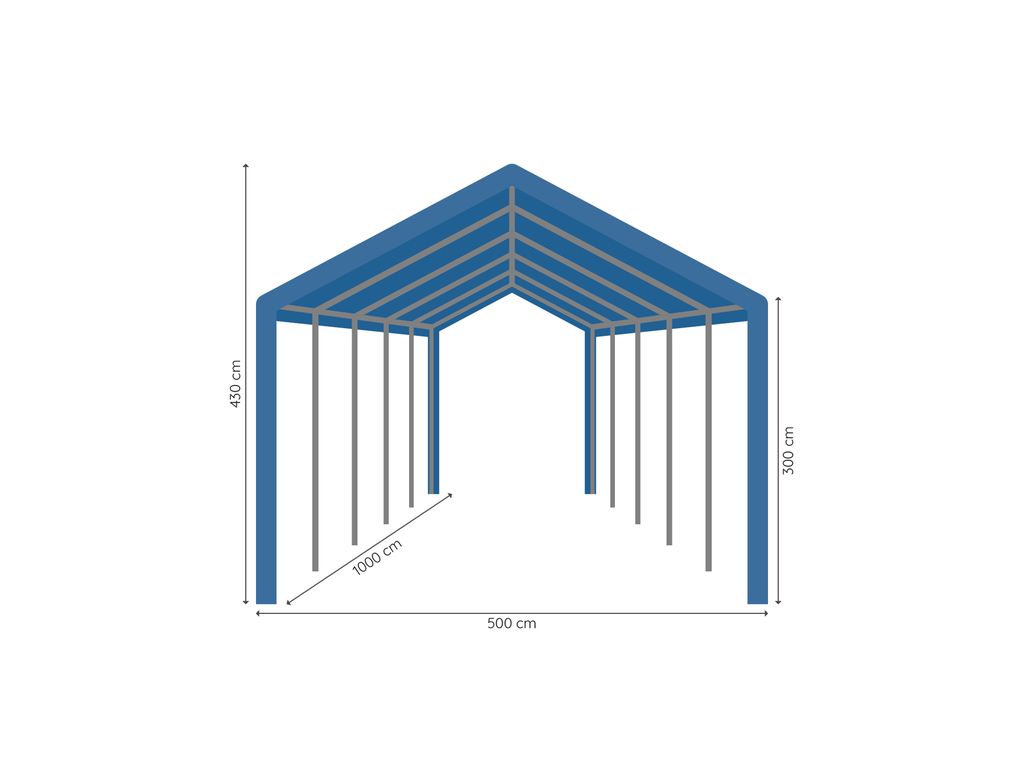 Opslagtent 5 x 10 m afmetingen
