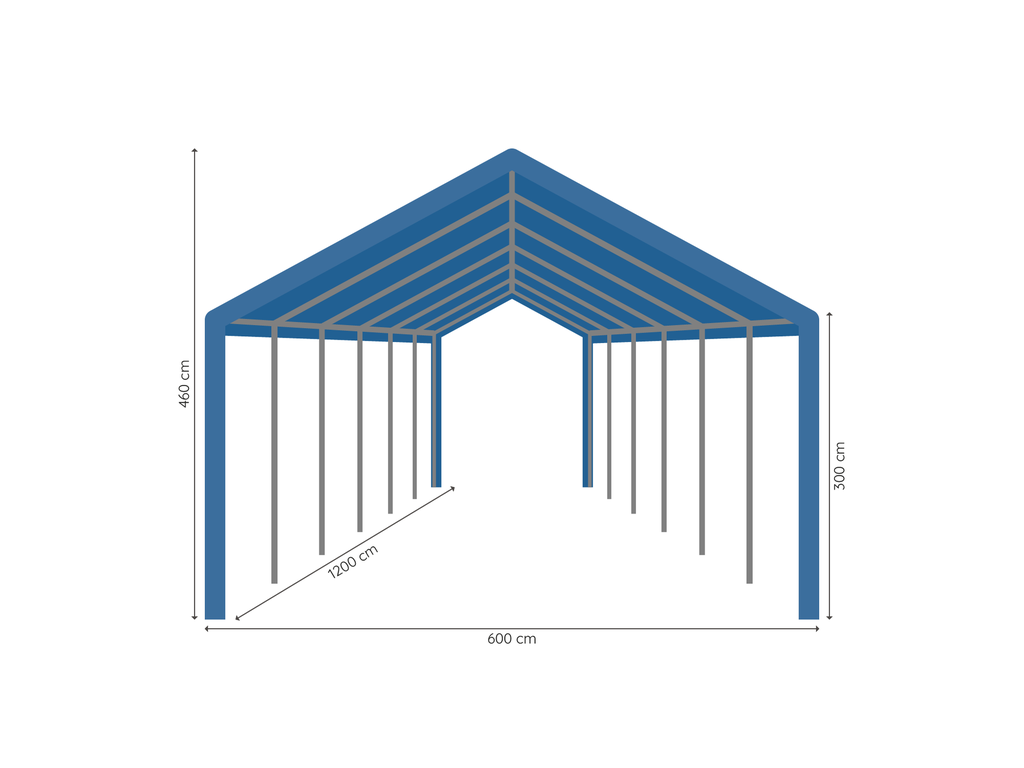 Opslagtent 6 x 12 m afmetingen