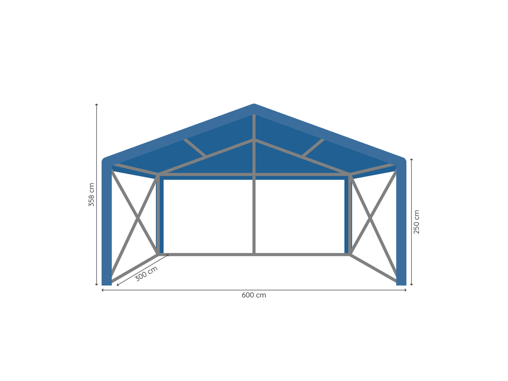 Kadertent 6 m breed afmetingen
