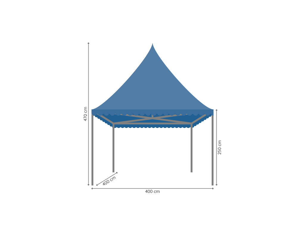 Pagodetent 4 x 4 m afmetingen
