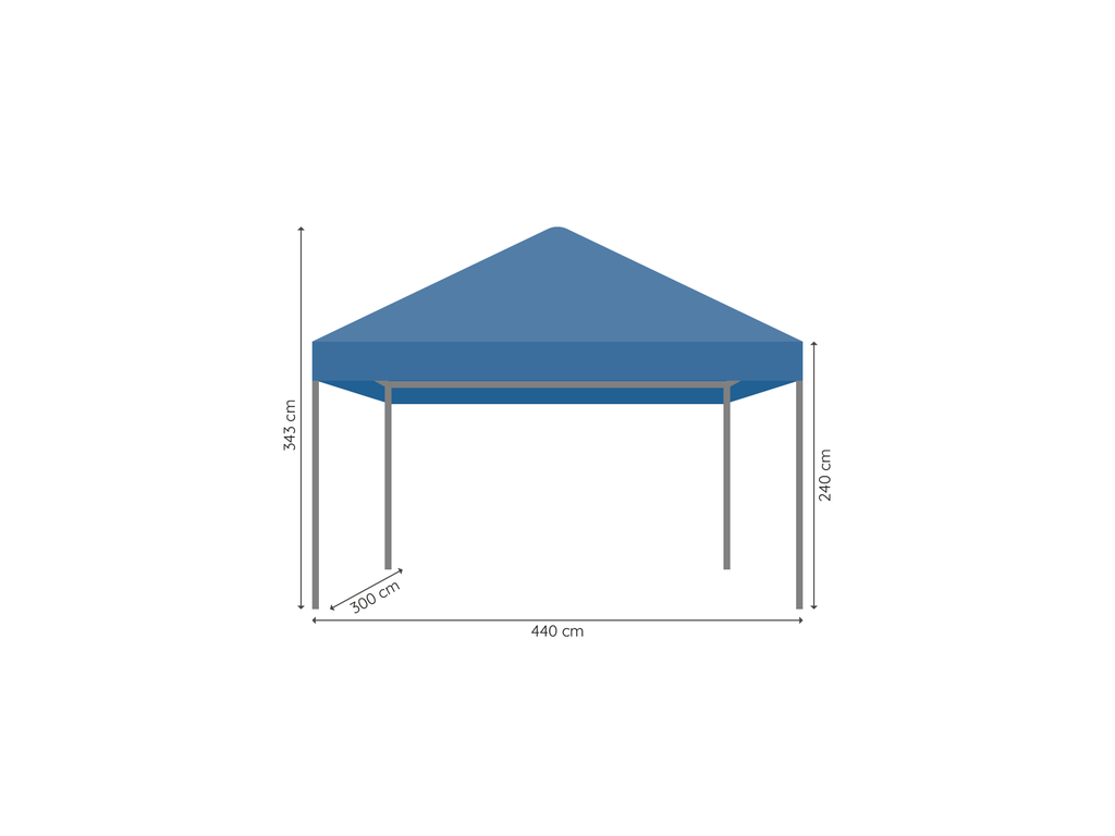 Vouwtent 3 x 4,5 m S50 afmetingen