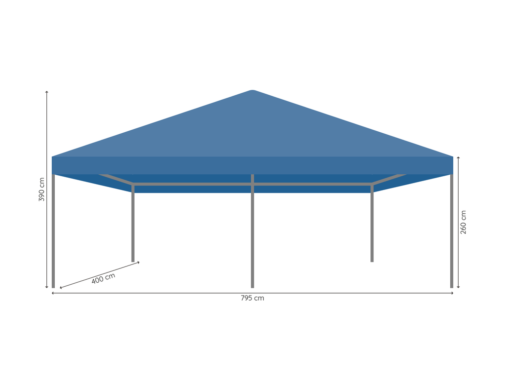 Vouwtent 4 x 8 m S50 afmetingen