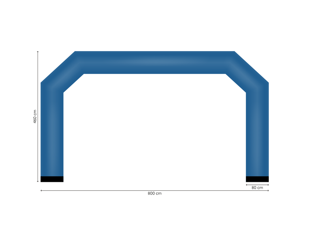 Bedrukte aankomstboog Air Tight 8 x 4,6 x 0,8 m afmetingen