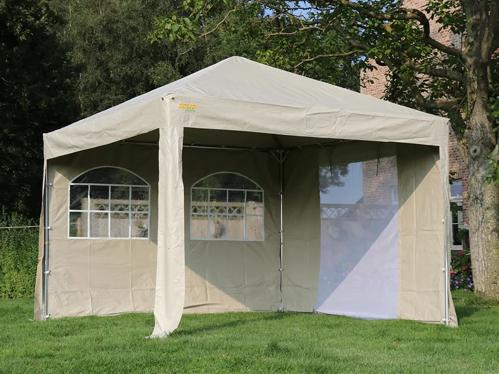 Beige feesttent in afmeting 3x3 meter