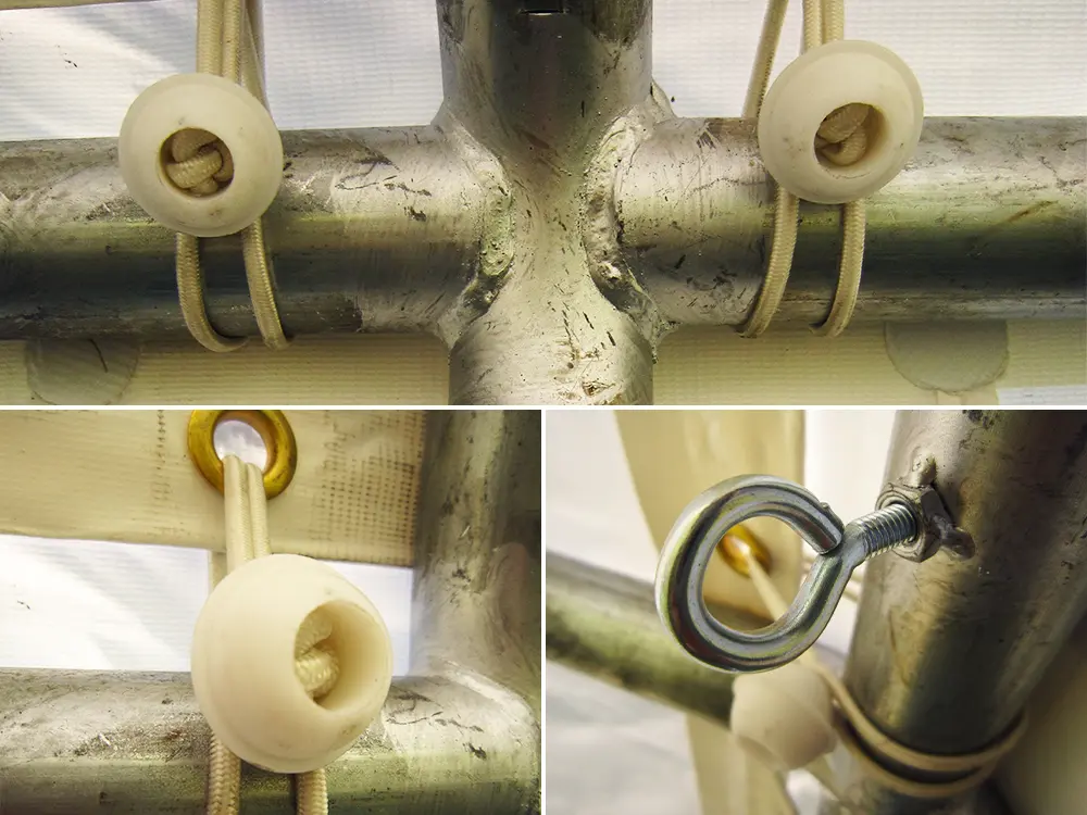 Tentframe en koppelstukken in behandeld staal