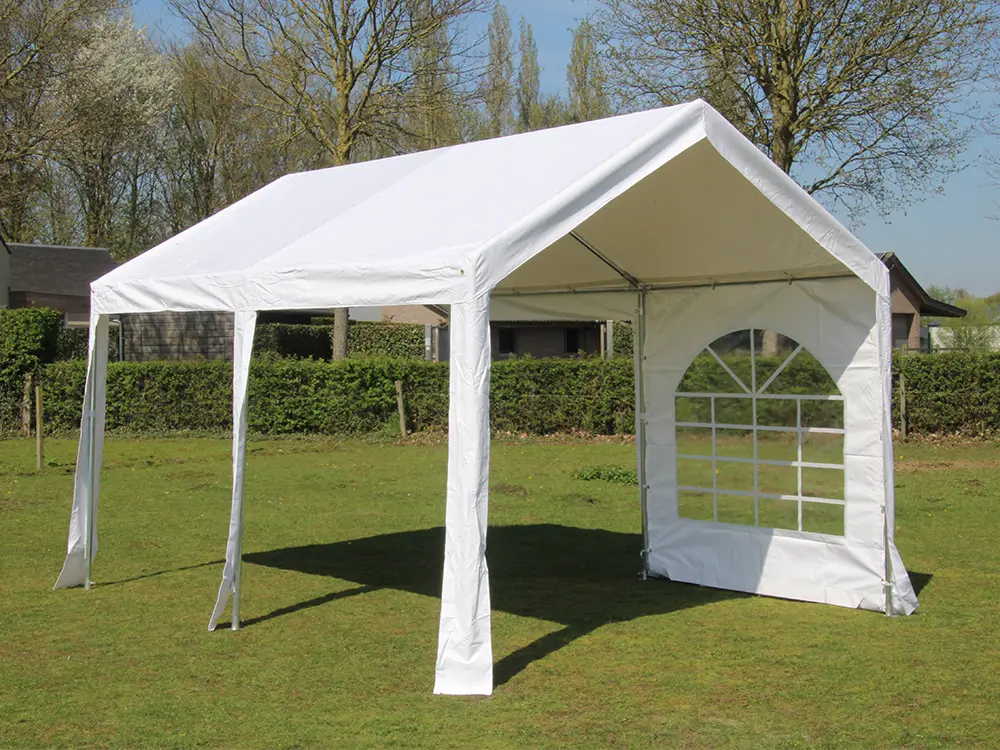 4x4 m pvc pro wit met 1 zijwand