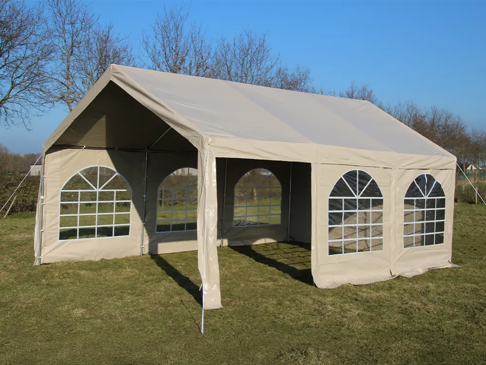 Beige tent 4x4 m met zijwanden