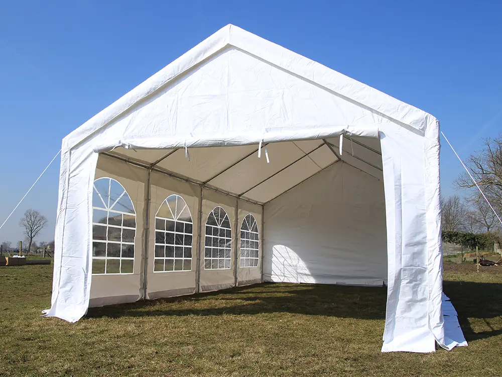 feesttent 4x8 pvc pro, met 1 brede en 1 smalle deuropening