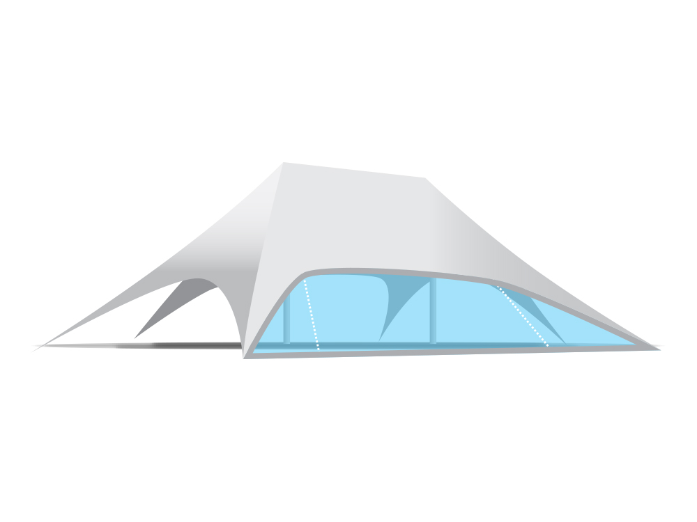 Onderdeel stertent twin 14 m: zijwand transparant pvc (lange zijde)