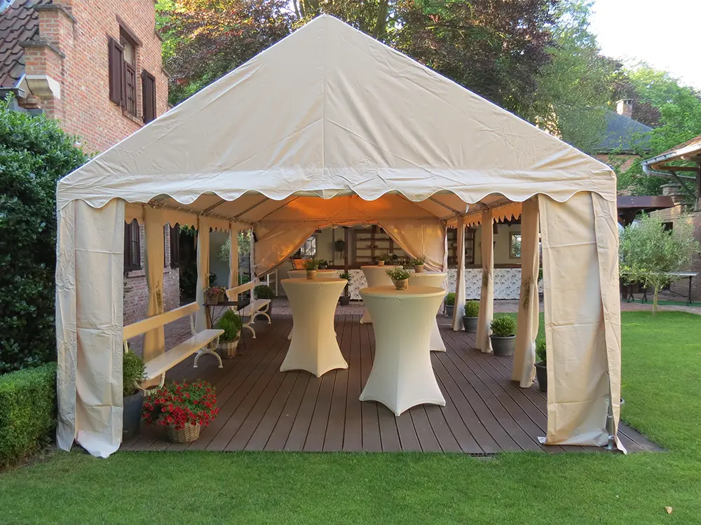 Onderdeel partytent: kopse zijwand 4 meter