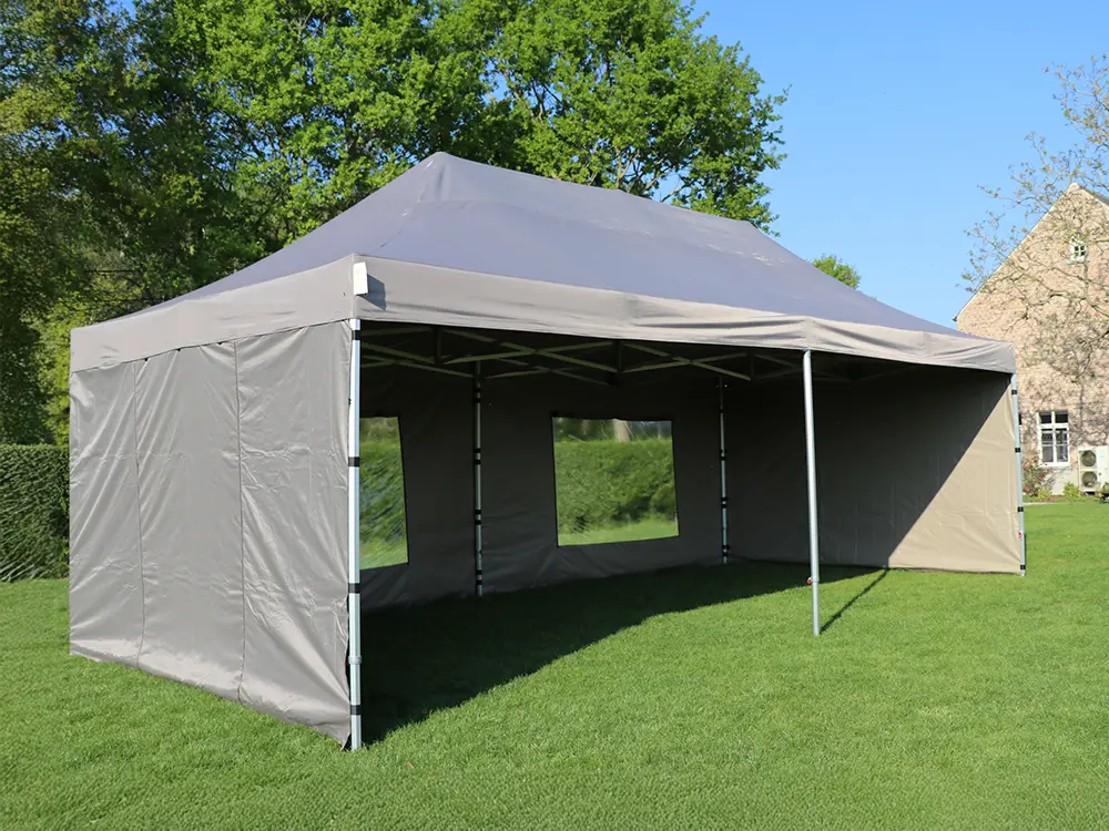 Einde reeks: vouwtent 4 x 8 m Solid 50 taupe