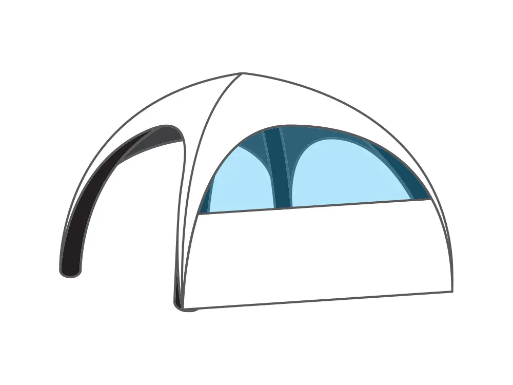 Opblaastent X-spider: bedrukte zijwand