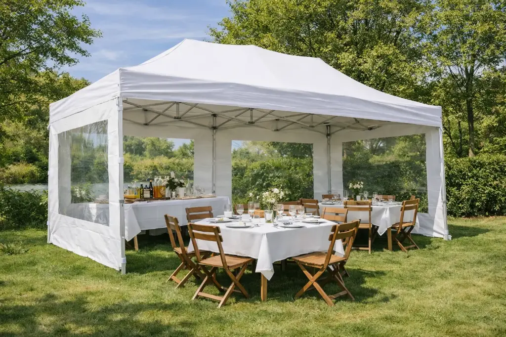 Einde reeks: vouwtent 3 x 6 m Solid 50 pvc wit