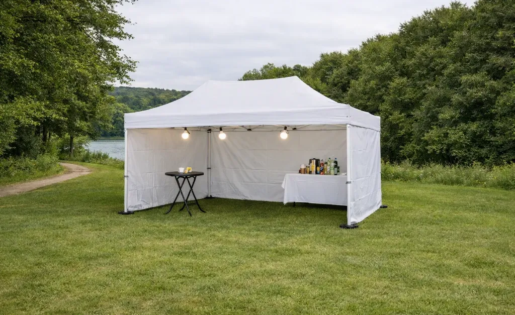 Einde reeks: vouwtent 3 x 4,5 m Solid 50 pvc wit